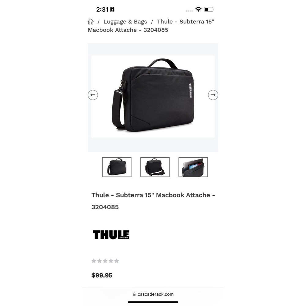 Thule - Subterra 15" Macbook Attache - 3204085 - For a 15" MacBook plus iPad